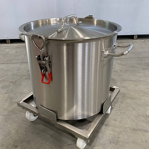 Бак 30л из нержавеющей стали профессиональный с защелками и Тележки на колесных опорах